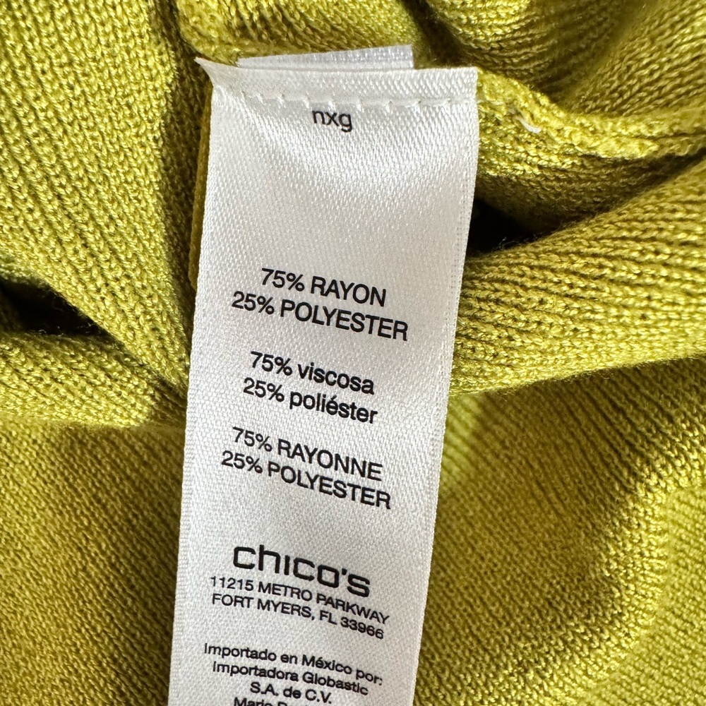 Chico’s Lime Green Turtleneck Sweater Size 2 L Cozy Soft Minimalist Preppy Y23 - Picture 6 of 6